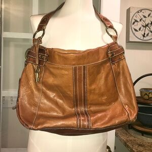 Vintage Fossil large rivited leather bag